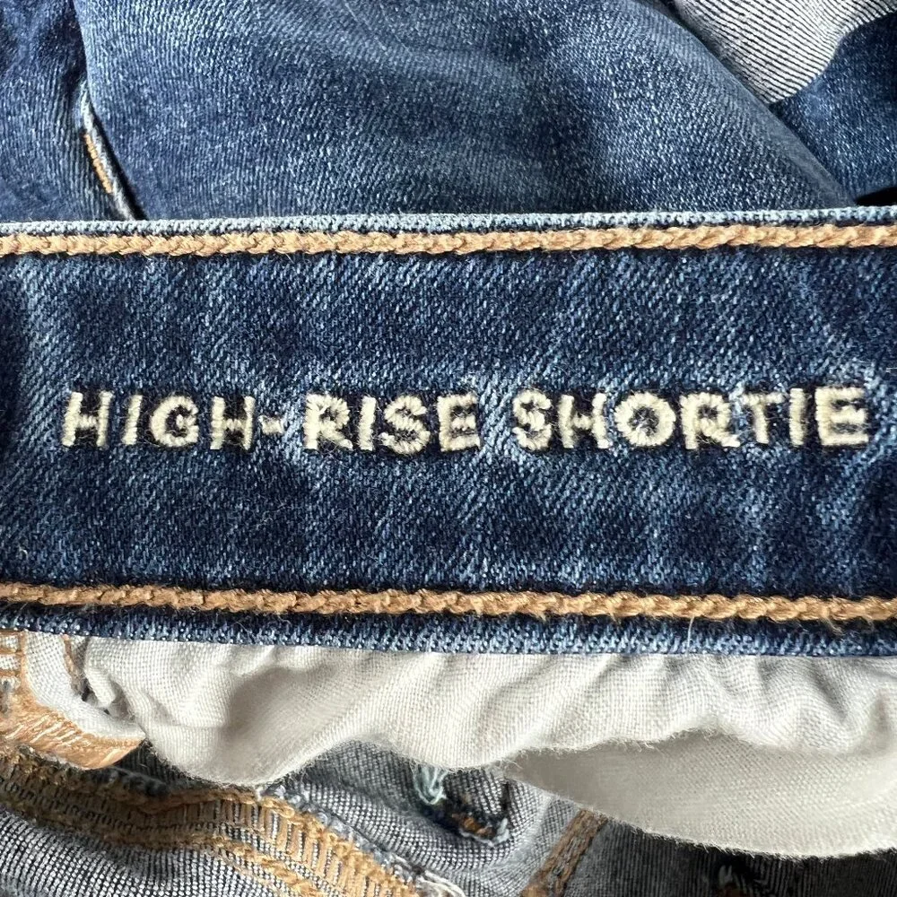 American Eagle Shorts Women's 28* Hi Rise Shortie Blue Cuffed Denim Jorts Tag 4